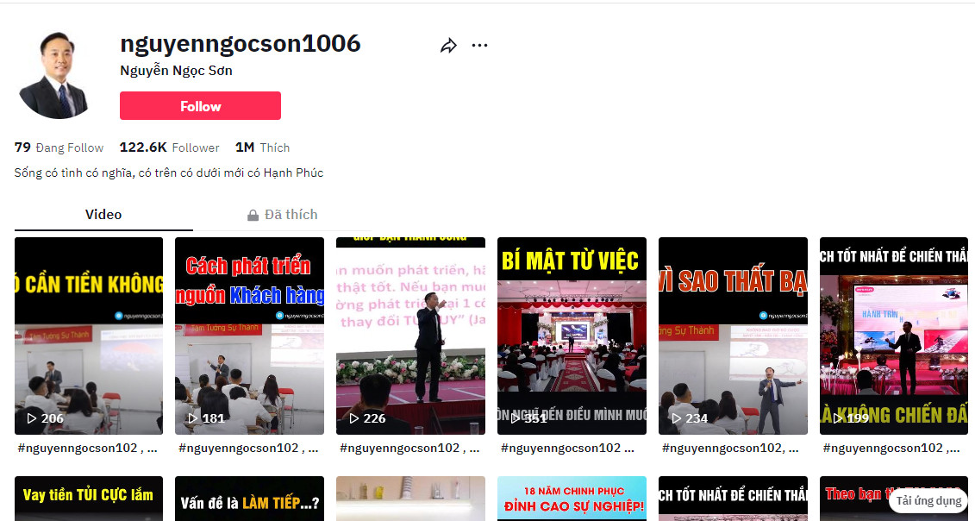 kênh tiktok - CEO Nguyễn Ngọc Sơn